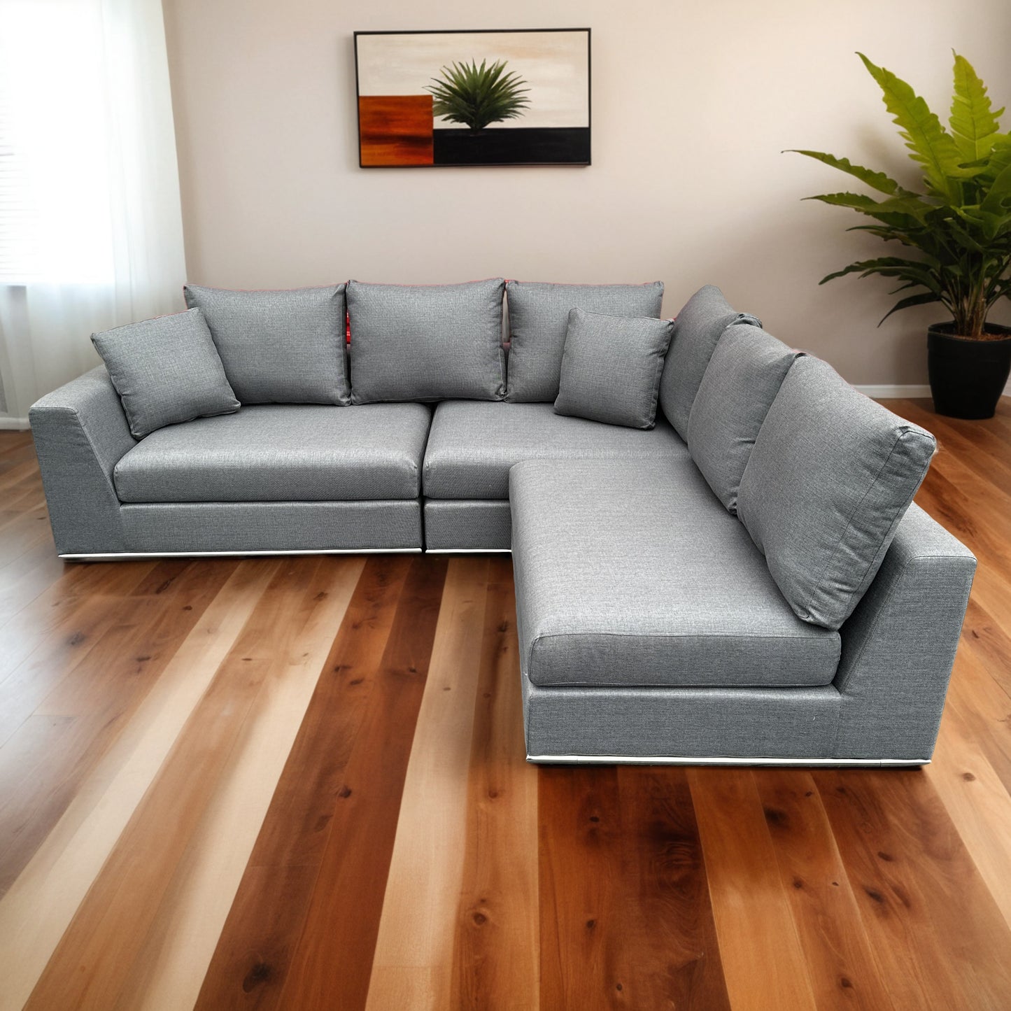 Noa Home Flow 3 Piece Charcoal Sectional Couch