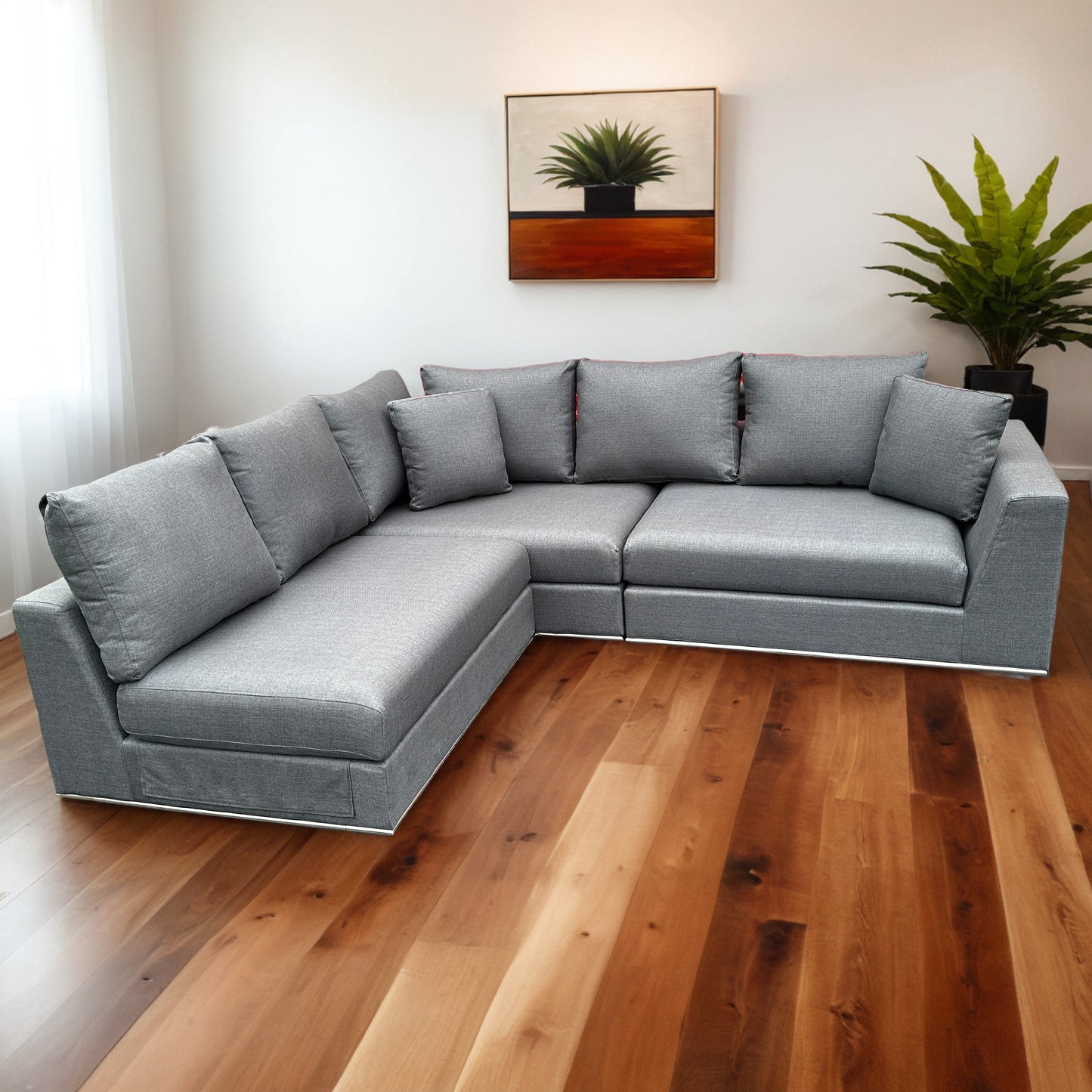 Noa Home Flow 3 Piece Charcoal Sectional Couch