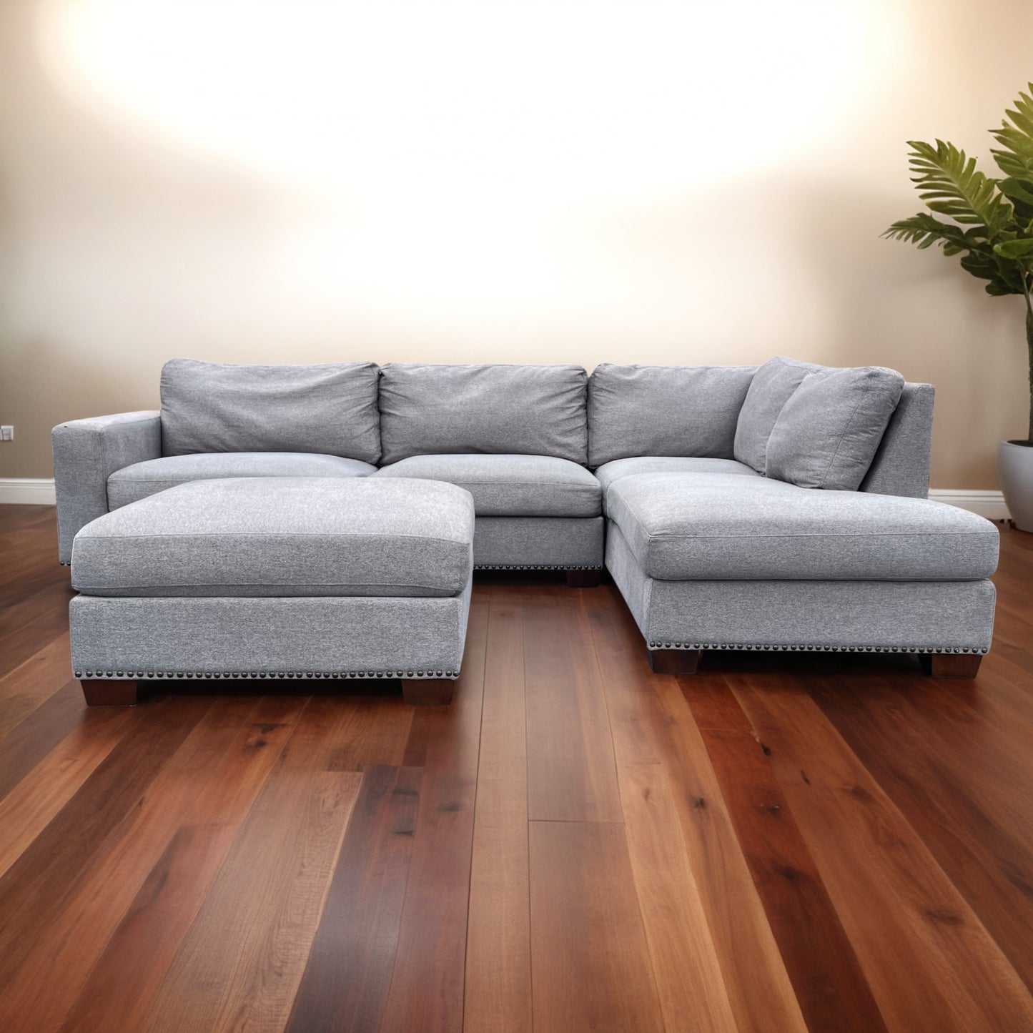 Gray Sectional Couch with Ottoman