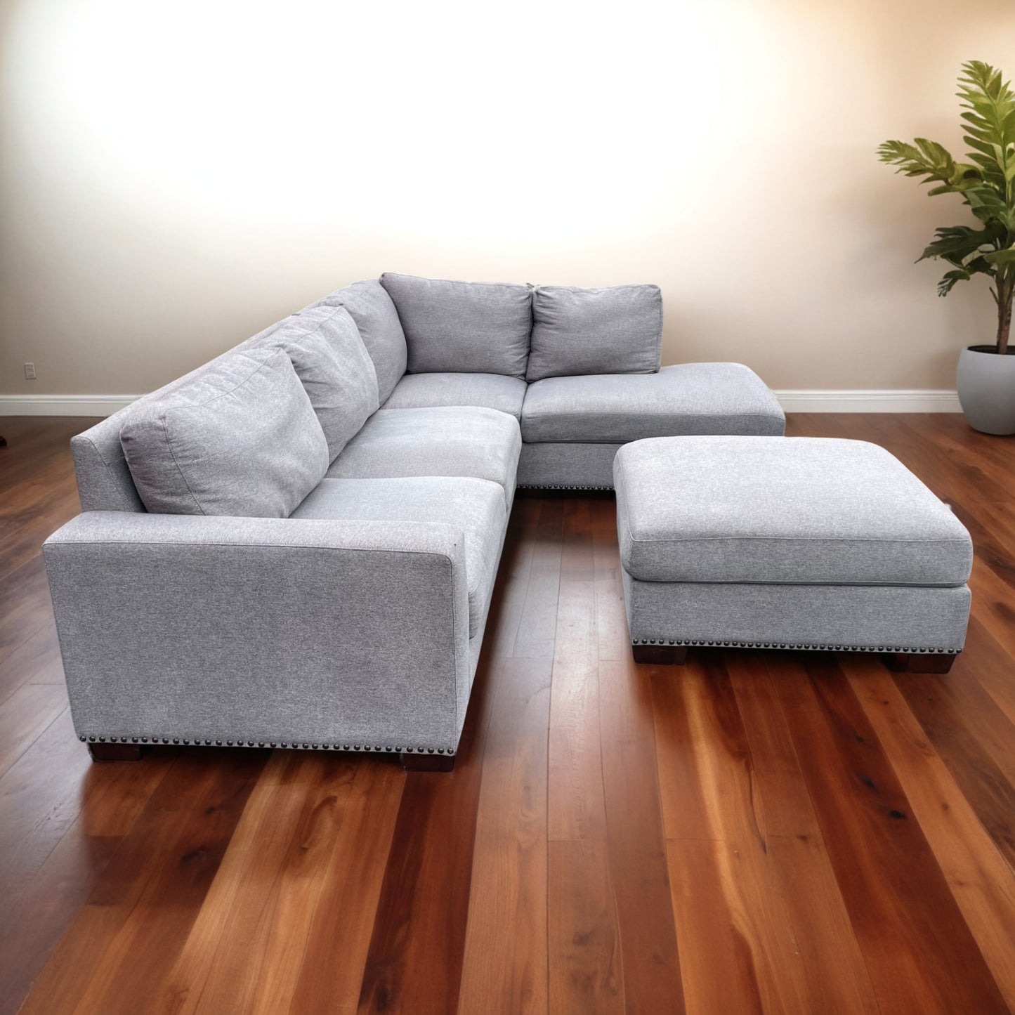 Gray Sectional Couch with Ottoman