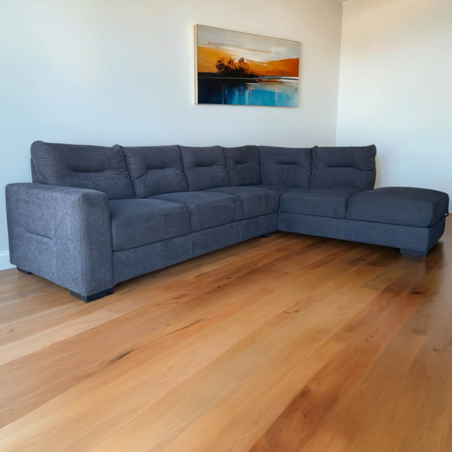 Dark Blue 2-Pc Sectional Couch