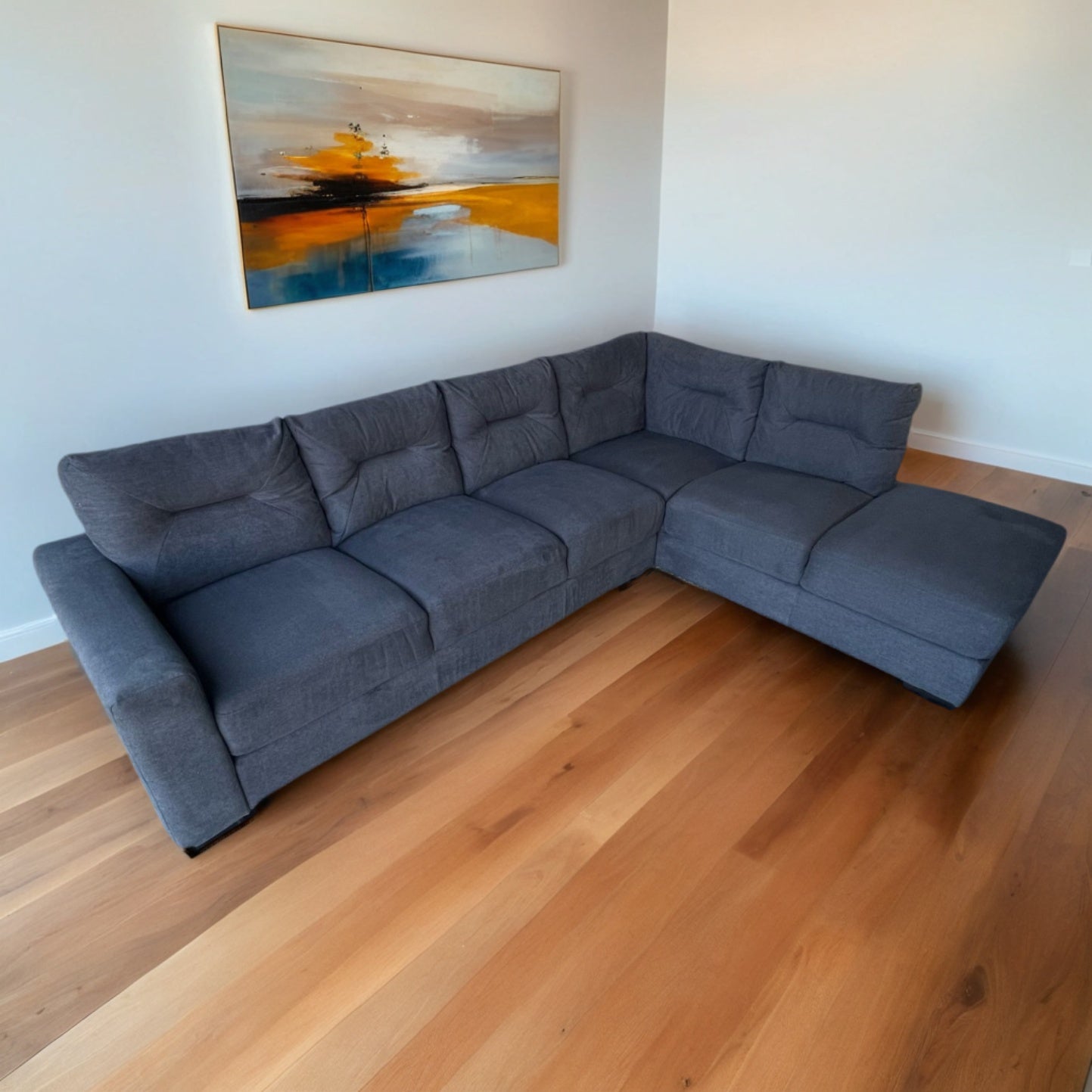 Dark Blue 2-Pc Sectional Couch