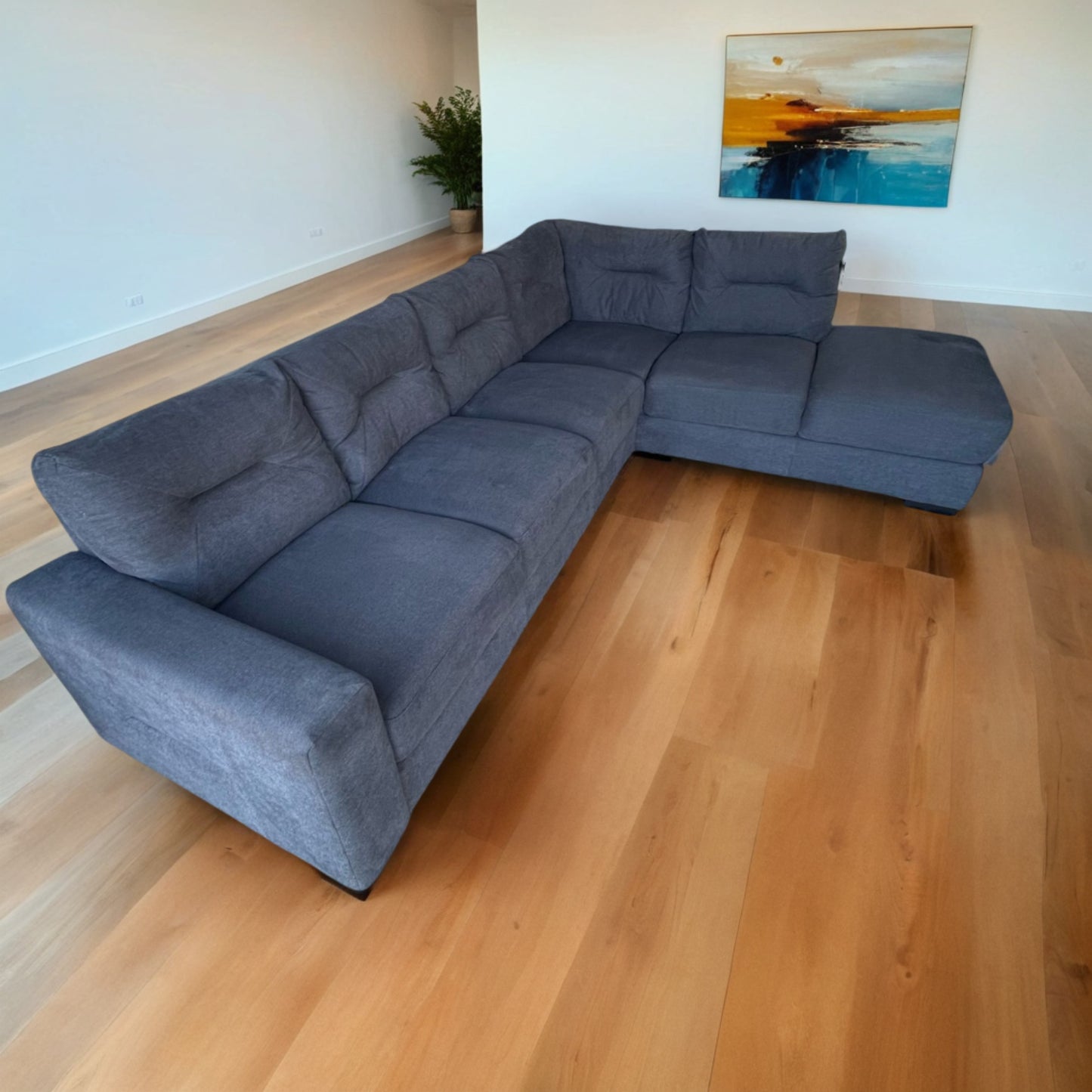 Dark Blue 2-Pc Sectional Couch