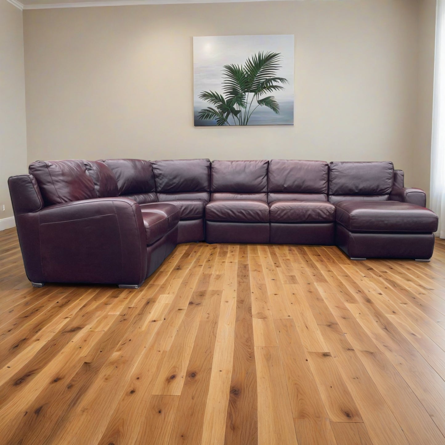 Ethan Allen Leather Sectional Chaise with Recliner
