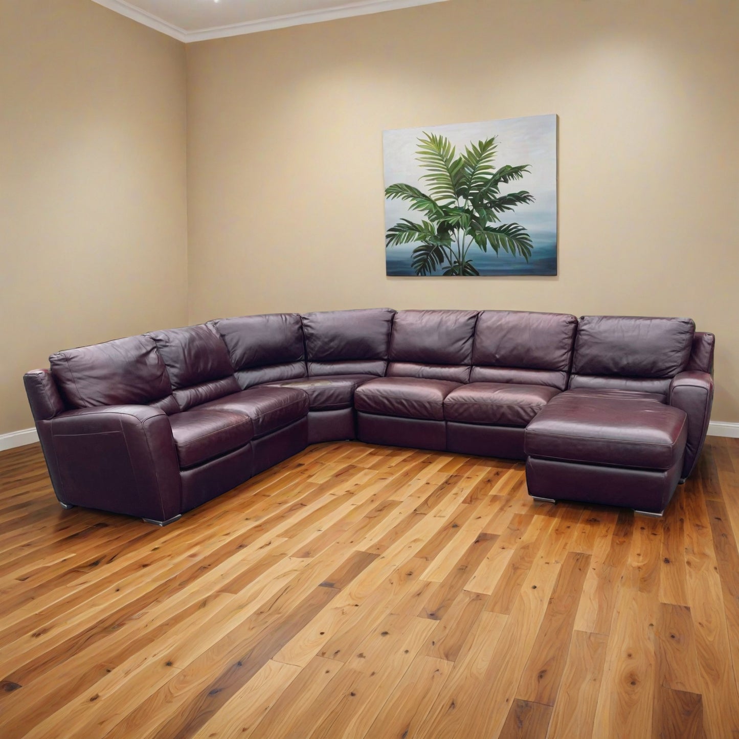 Ethan Allen Leather Sectional Chaise with Recliner