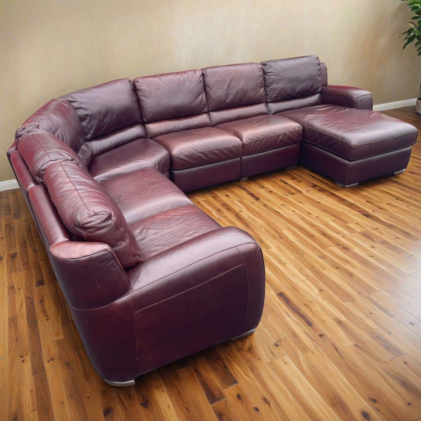 Ethan Allen Leather Sectional Chaise with Recliner