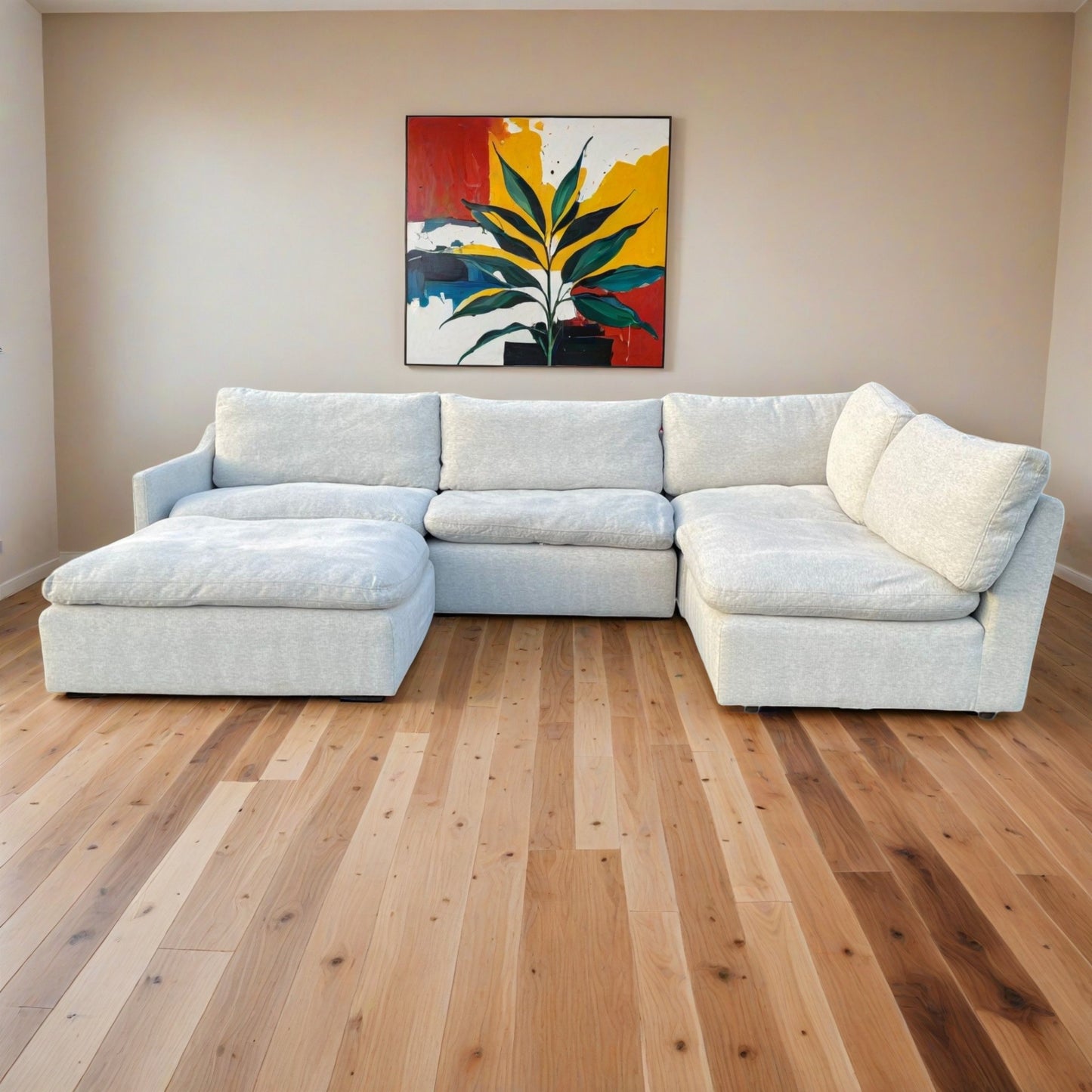 Living Spaces Modular Cloud Sectional with Ottoman