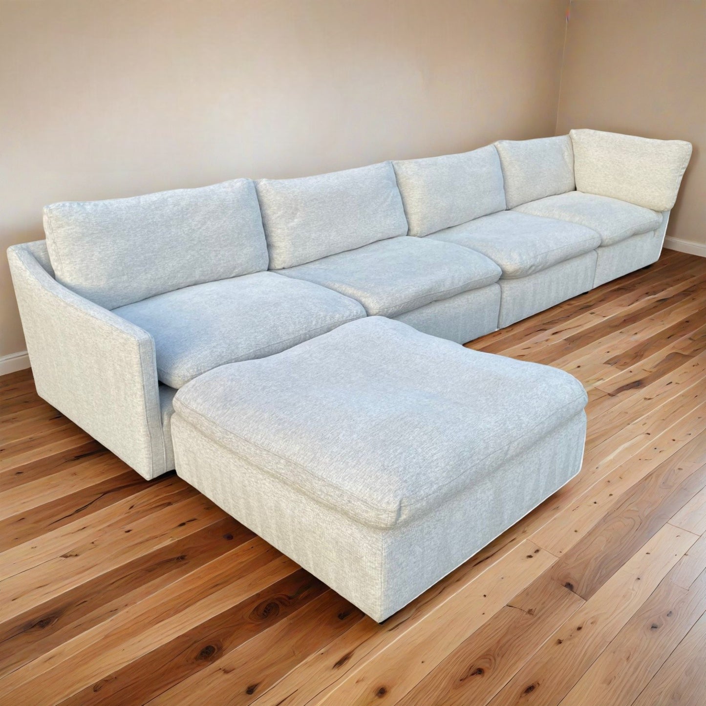 Living Spaces Modular Cloud Sectional with Ottoman