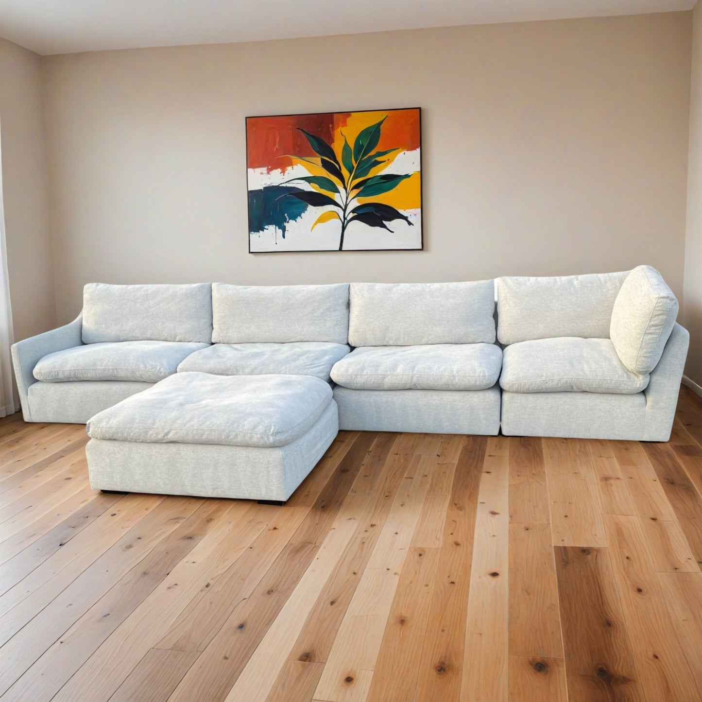 Living Spaces Modular Cloud Sectional with Ottoman