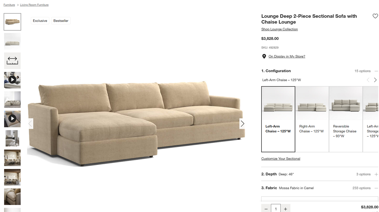 Crate and Barrel Deep Lounge (Pendind Cleaning)