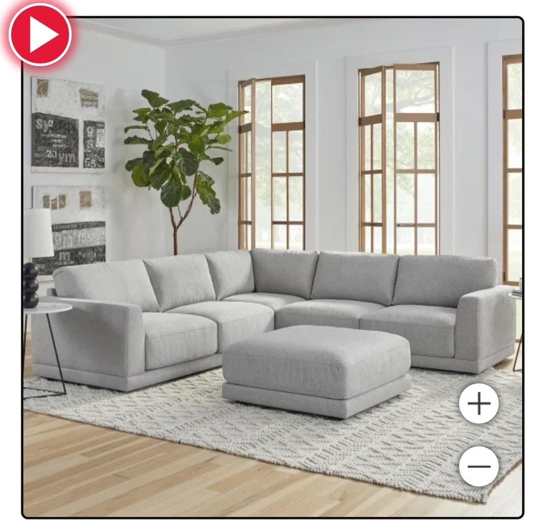 L-shaped Sectional with Ottoman (Pending Cleaning)