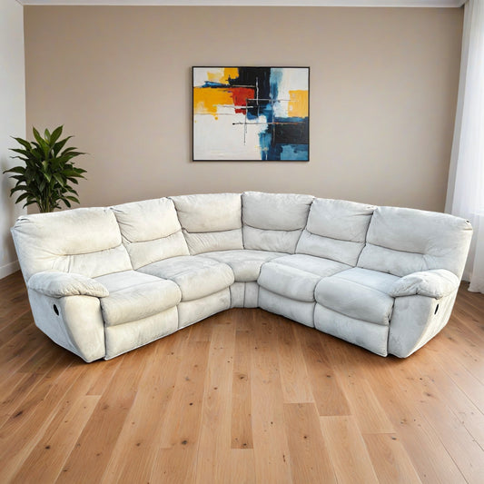 Modern Beige Sectional Couch with Recliner