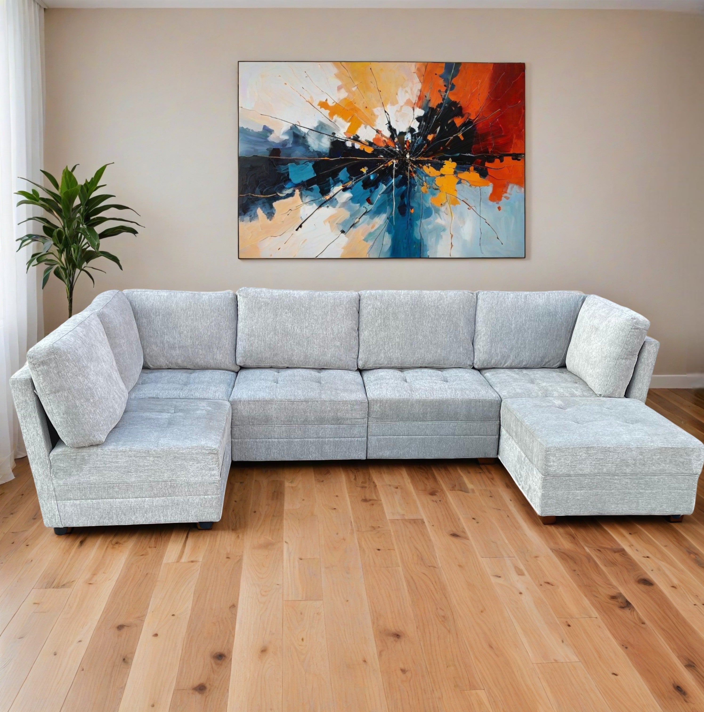 Abbyson 5-PC Modular Sectional Couch with Ottoman