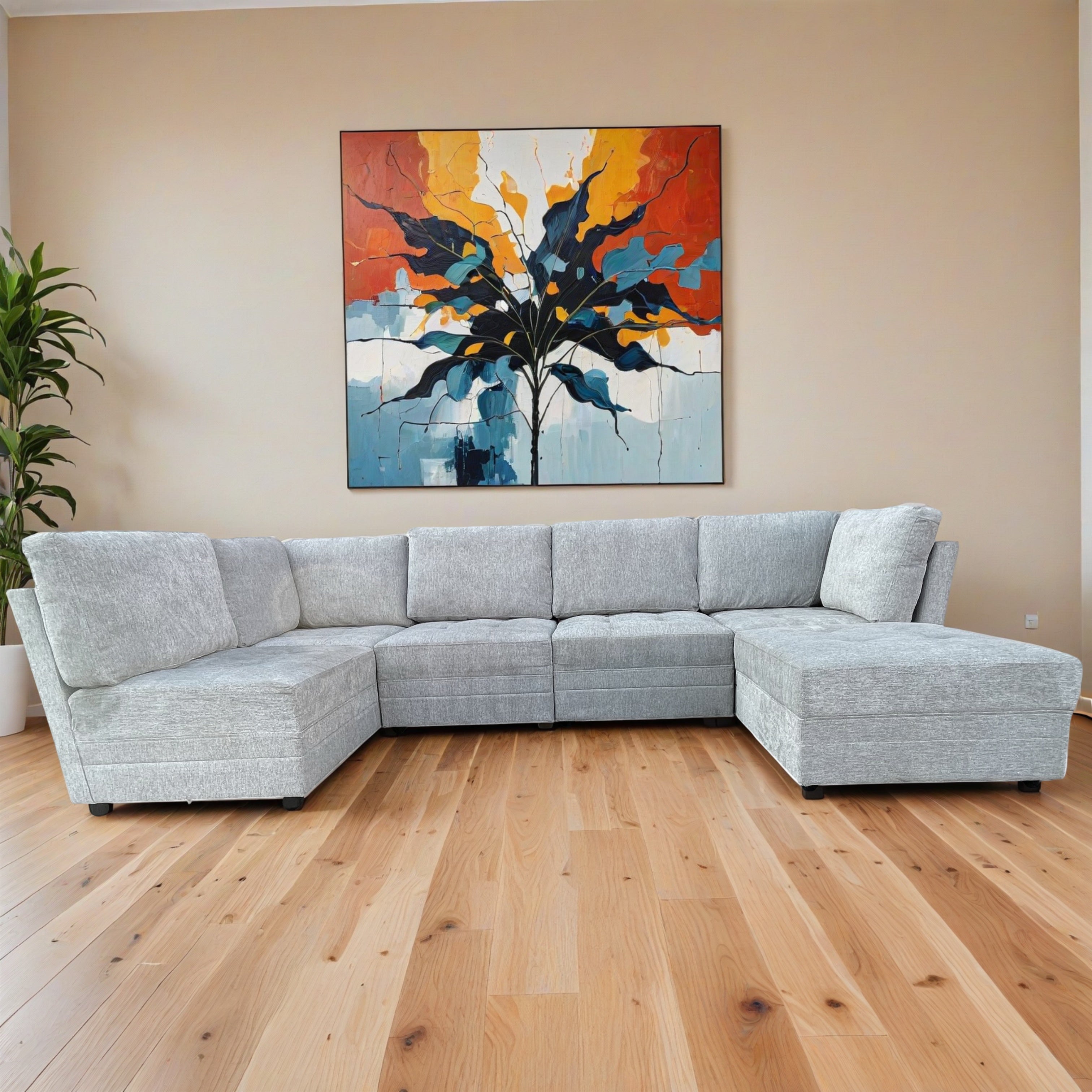 Abbyson 5-PC Modular Sectional Couch with Ottoman