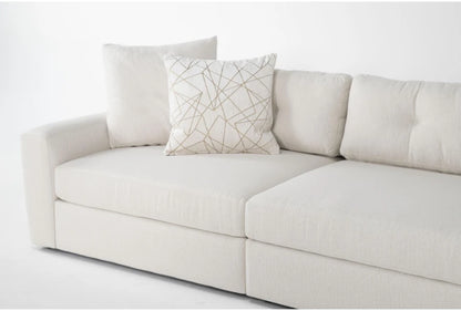 Living Spaces Ivory White Beige Performance Fabric 5 Piece Modular L-Shaped Sectional (Pending Cleaning)