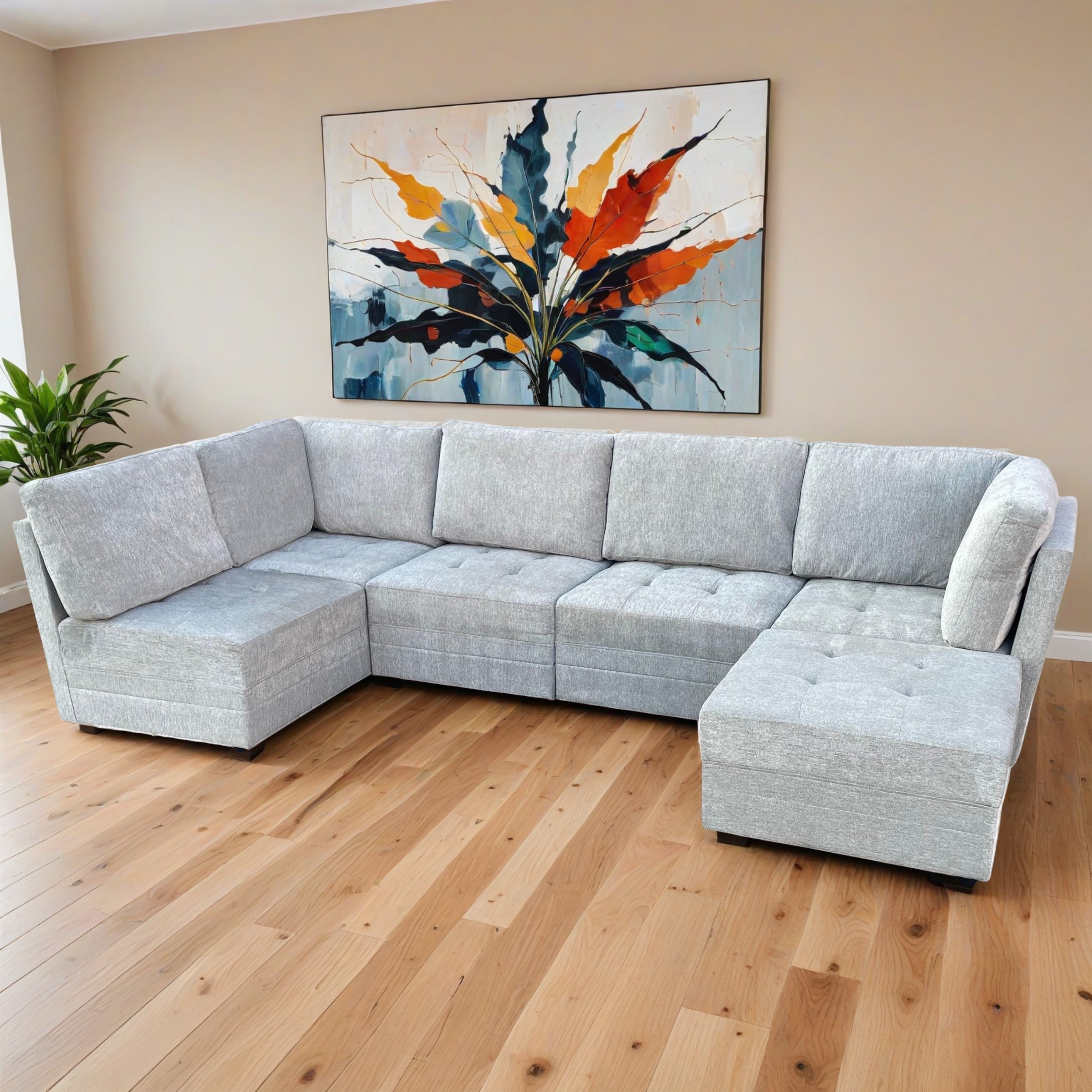 Abbyson 5-PC Modular Sectional Couch with Ottoman