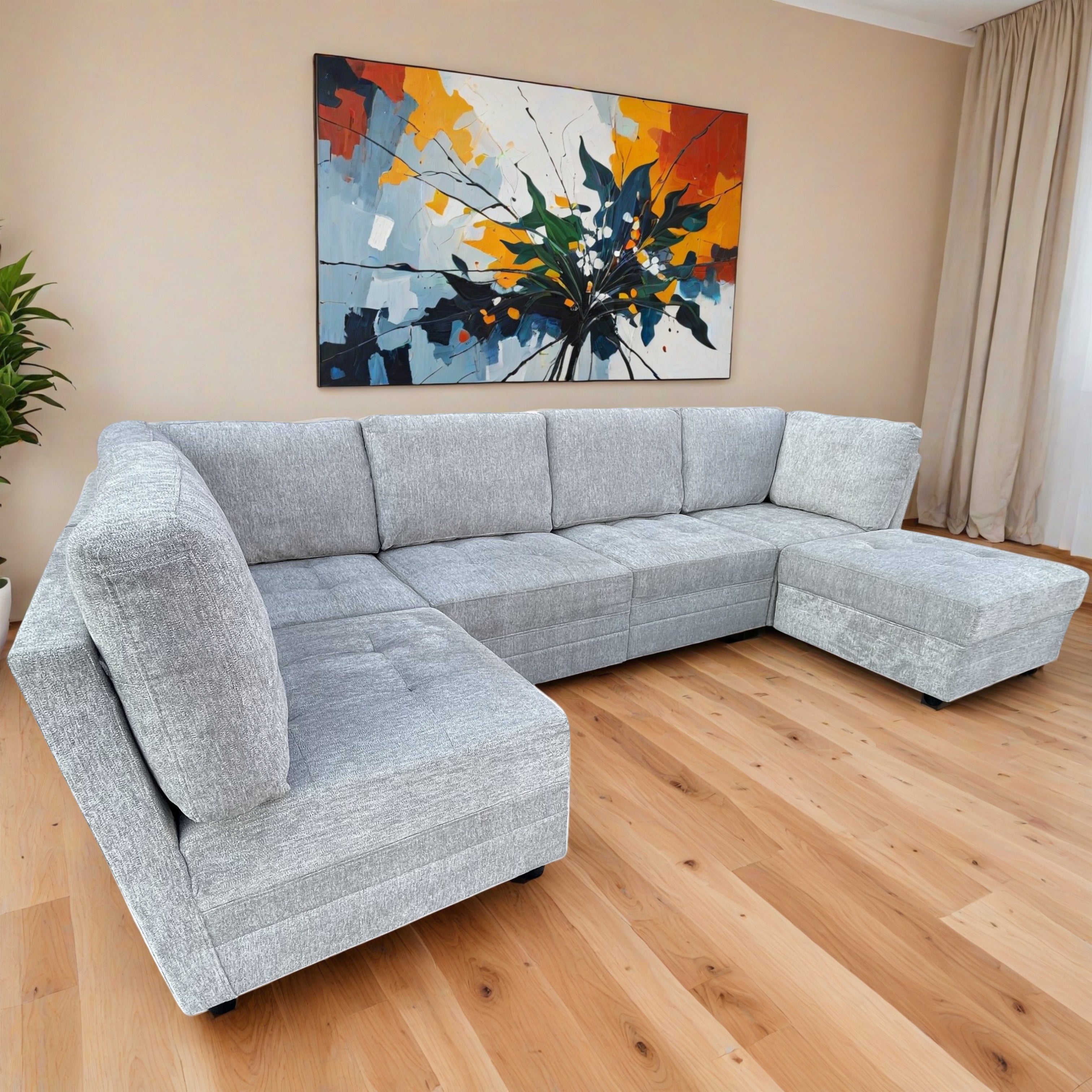 Abbyson 5-PC Modular Sectional Couch with Ottoman