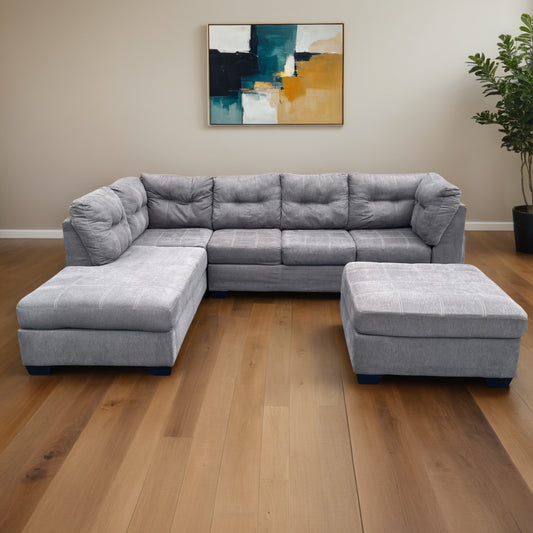 Ashleys Furniture Pitkin Sectional Couch with Ottoman