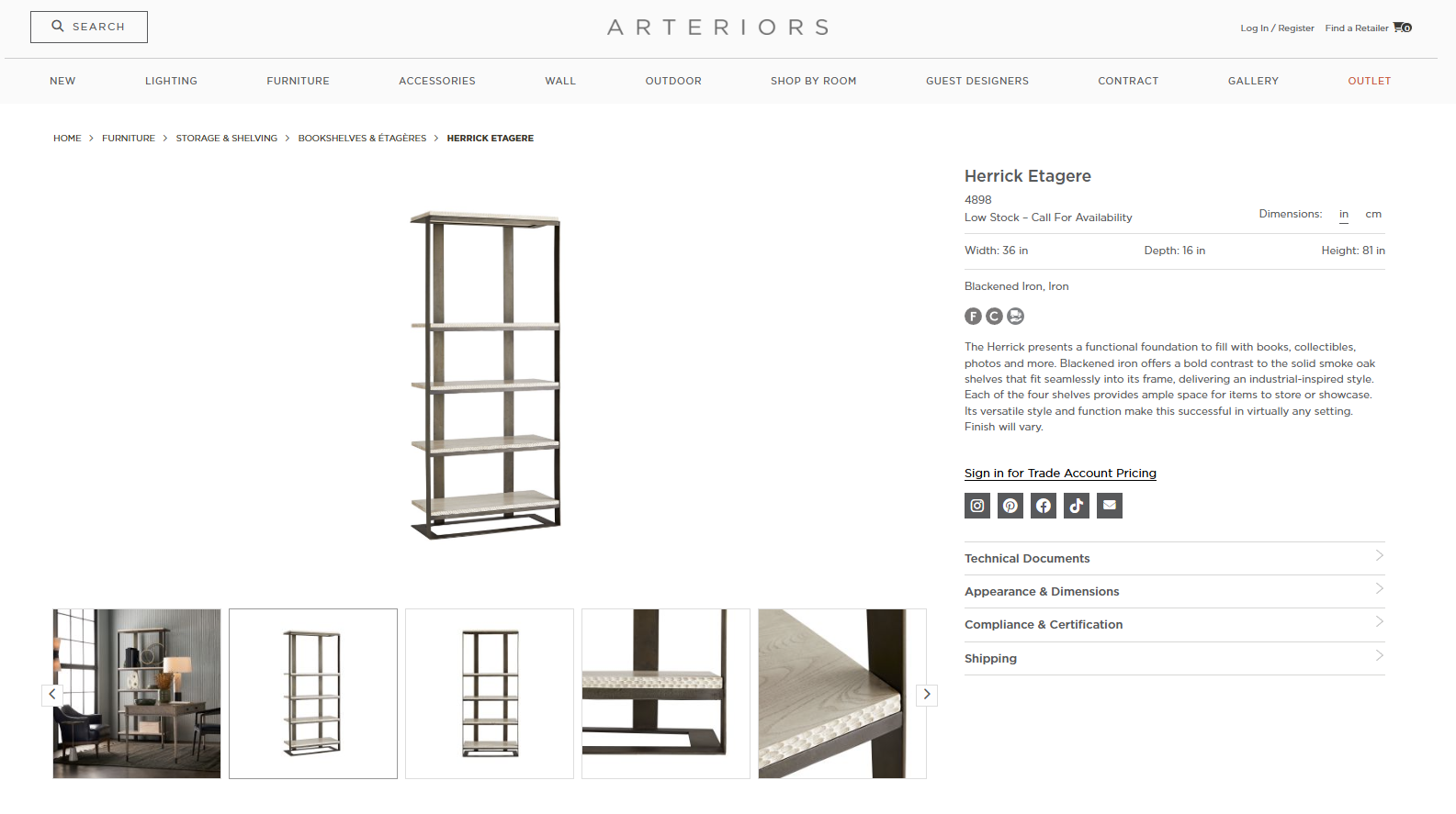 Arteriors Home Herrick Etagere Shelf
