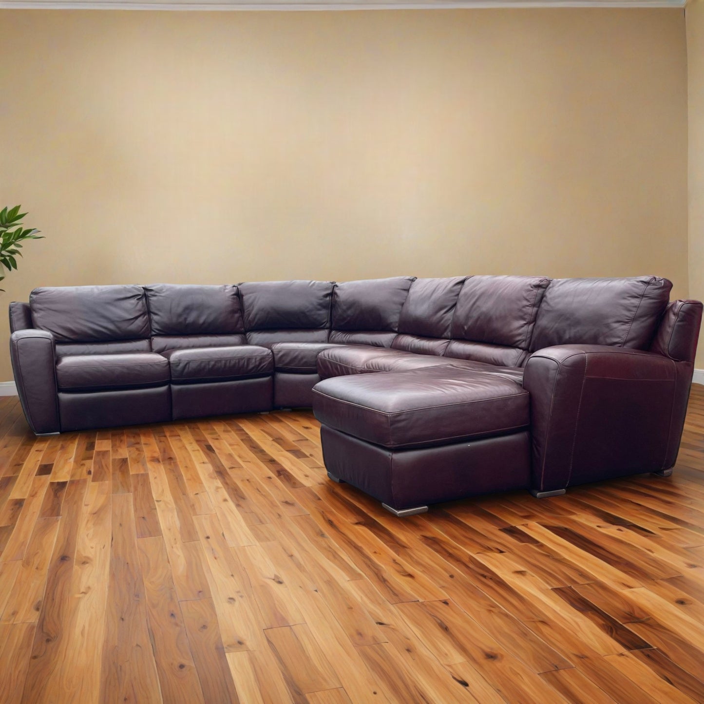 Ethan Allen Leather Sectional Chaise with Recliner