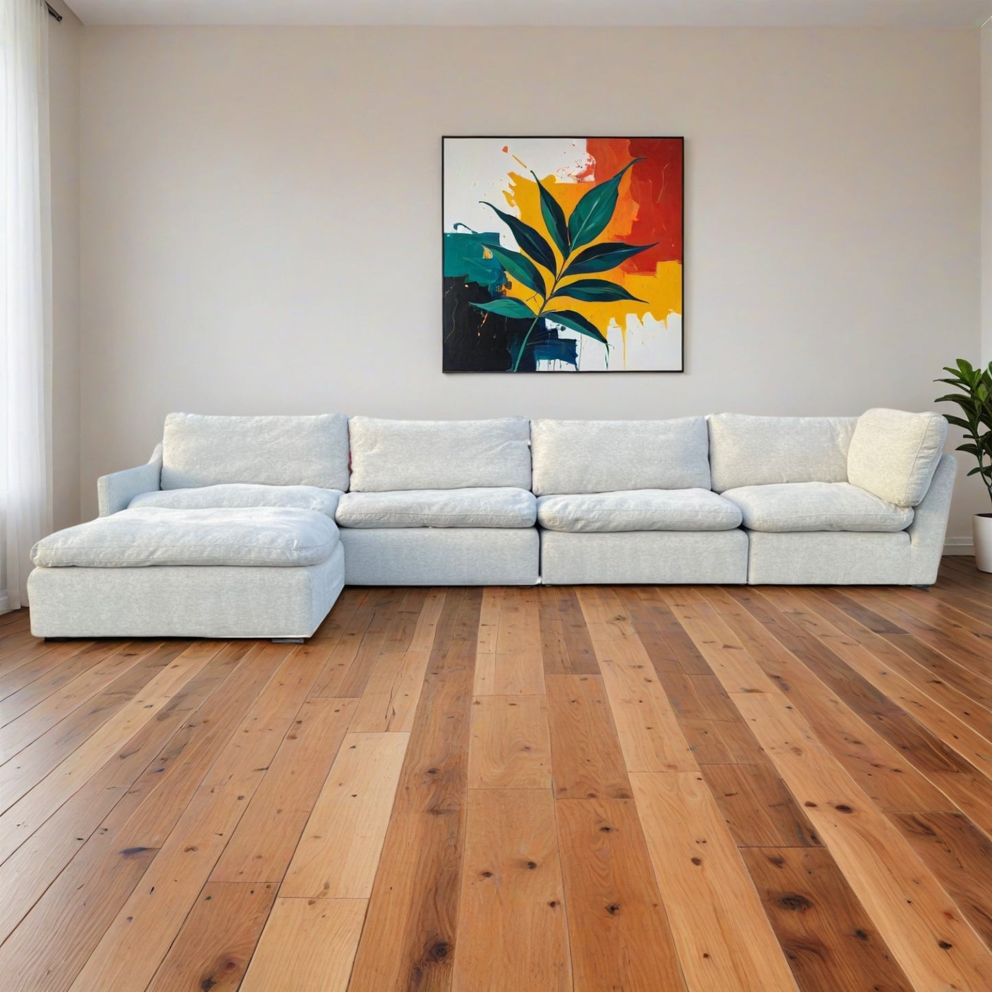 Living Spaces Modular Cloud Sectional with Ottoman