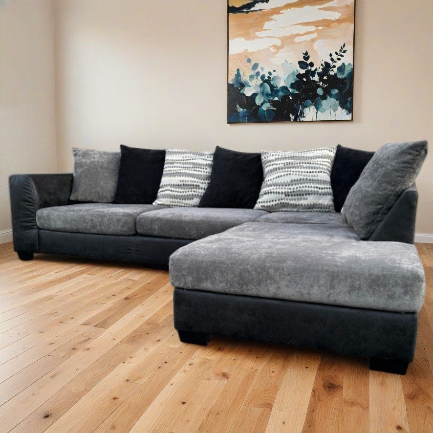 Two Tone Gray Black 2-Pc Sectional