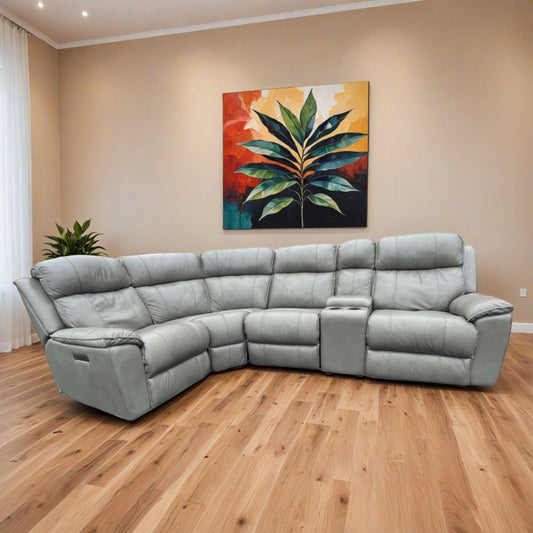 Havertys Aviator Leather Sectional w/ Power Recliners – Top Grain