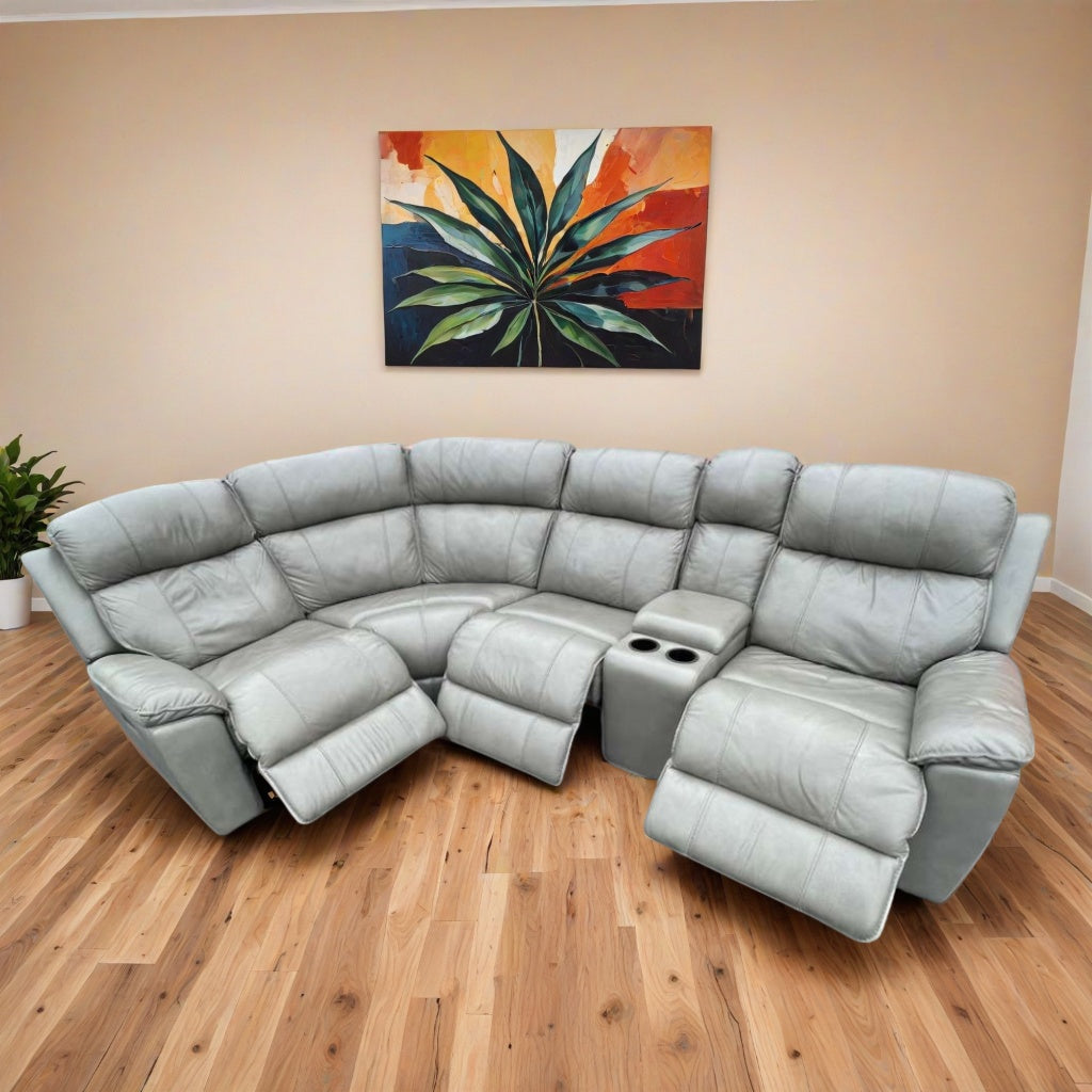 Havertys Aviator Leather Sectional w/ Power Recliners – Top Grain