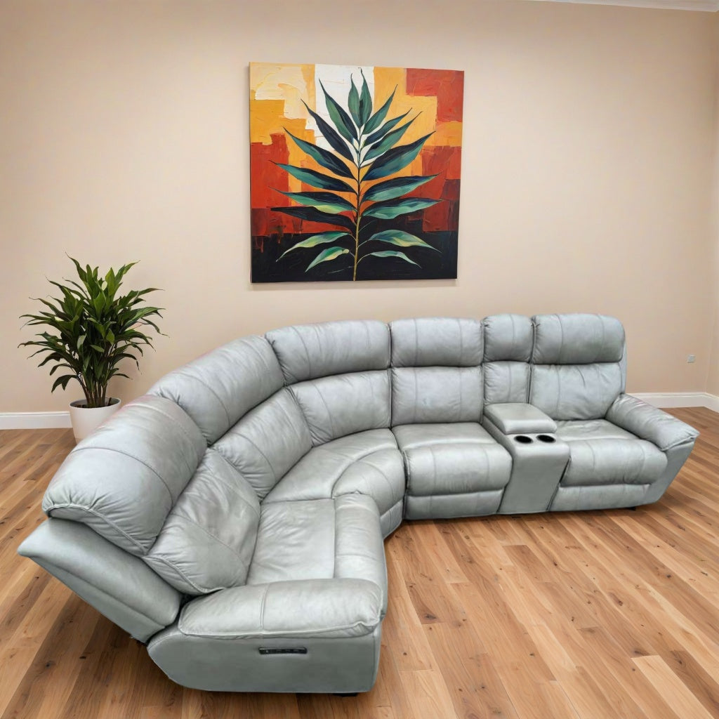 Havertys Aviator Leather Sectional w/ Power Recliners – Top Grain