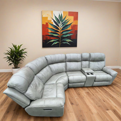 Havertys Aviator Leather Sectional w/ Power Recliners – Top Grain