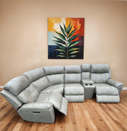 Havertys Aviator Leather Sectional w/ Power Recliners – Top Grain