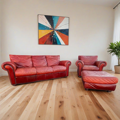 Genuine Leather Sofa, Loveseat & Ottoman Set