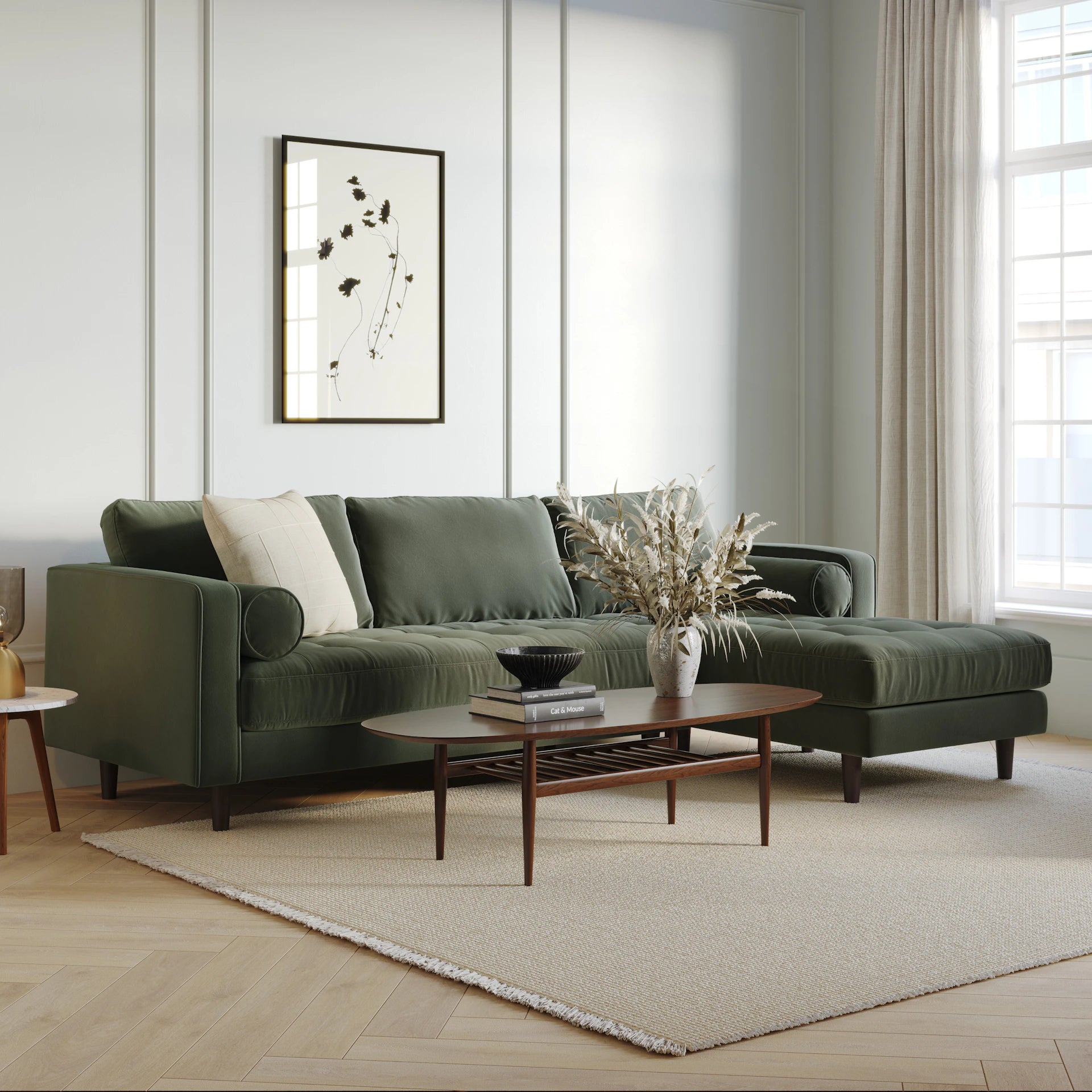 Article Sven Tufted Velvet Right Sectional Sofa